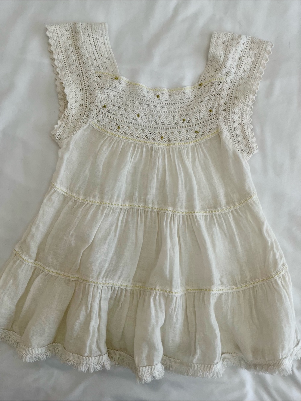 Free People Cream Crochet Trim Tank Top